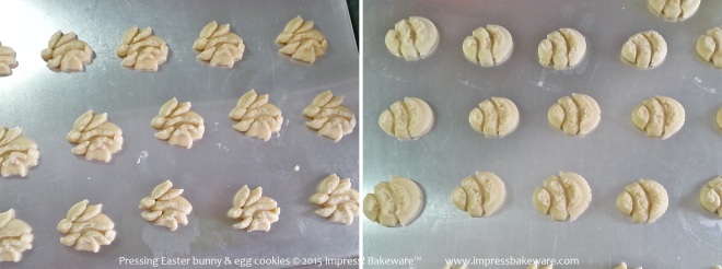 Pressing Easter bunny & egg cookies- © 2015 Impress! Bakeware™