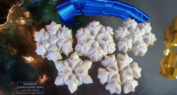 Sparkling Snowflake Almond Spritz Cookies © 2016 Impress! Bakeware, LLC c cookie press.jpg