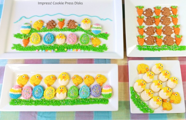 y Easter Cream Cheese Spritz Cookies Chicks Eggs Bunnies Carrots cookie press © 2018 Impress! Bakeware, LLC.jpg